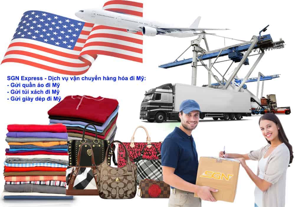 Dịch vụ gửi quần áo, giày dép, túi xách đi Mỹ